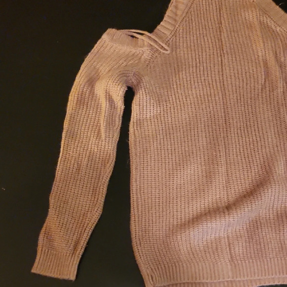 Stylish Off-the-Shoulder Tan Sweater - Picture 9 of 10